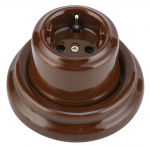 Pistikupesa Electraline Retro, maandusega, pruun