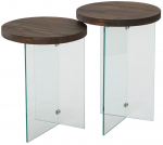 Kohvilaudade komplekt Kalune Design Serenity, p&auml;hklipuu v./l&auml;bipaistev v., 35 cm x 35 cm x 46 - 51 cm, 2 tk