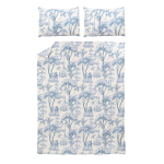 Voodipesukomplekt Domoletti Tropical Eden, valge v./helesinine v., 50 x 70 cm, 200 x 220 cm, 3 tk