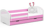 Lastevoodi Akord Furniture Factory Play 80, roosa v., 80 x 180 cm, voodipesu kastiga, madratsiga
