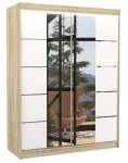 Riidekapp ADRK Nordic 150, pruun v./valge v./pruunikas v., 58 cm x 150 cm x 200 cm, peegliga