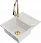 K&ouml;&ouml;givalamu koos kraaniga Mexen Enzo, vaik/graniit, 57.6 cm x 46.5 cm x 17.4 cm, valge