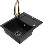 K&ouml;&ouml;givalamu koos kraaniga Mexen Enzo, vaik/graniit, 57.6 cm x 46.5 cm x 17.4 cm, must