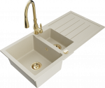 K&ouml;&ouml;givalamu koos kraaniga Mexen Andres Beige+Gold, graniit, 100 cm x 50 cm x 20 cm, beige+gold