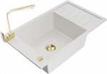 K&ouml;&ouml;givalamu koos kraaniga Mexen Elias White+Gold, graniit, 79 cm x 48 cm x 20 cm, kuldne/valge