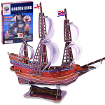 3D-pusle Magic Puzzle Golden Hind, 51 cm x 16 cm, 108 tk, pruun
