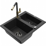 K&ouml;&ouml;givalamu koos kraaniga Mexen Carlos, graniit, 58.2 cm x 47.5 cm x 17.7 cm, metallic black/silver+black/gold