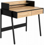 Kirjutuslaud sahtlitega Akord Furniture Factory Flux, 48 cm x 78 cm, 95 cm, must v./oak craft v.