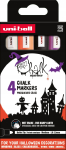 Kriidimarker Uni-Ball Halloween, valge v./must v./oranž v., 4 tk