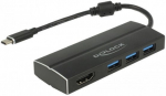 Juhe Delock USB Type-C, USB 3.0 A Female x 3 + HDMI, 0.15 m
