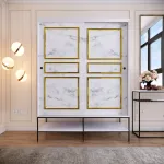 Riidekapp Kalune Design Martin 801CMY3444, kuldne v./valge v./must v., 150 cm x 57 cm x 200 cm