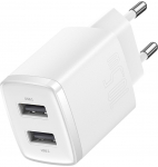 Telefoni laadija Baseus Compact Charger 2U, 2 x USB, 10 cm, valge v., 10.5 W