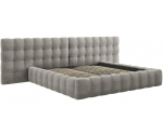 Voodi kahekohaline Micadoni Home Mamaia Velvet Double Headboard, 200 x 200 cm, helehall v., ilma madratsita, p&otilde;hjalippidega