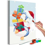 Maalimine numbrite j&auml;rgi Artgeist Penguin With A Gift MA_0341, mitmev&auml;rviline, 40 x 60 cm