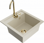 K&ouml;&ouml;givalamu koos kraaniga Mexen Vito, graniit, 49 cm x 52 cm x 21 cm, kuldne/pruunikas