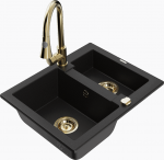 K&ouml;&ouml;givalamu koos kraaniga Mexen Carlos Elia, graniit, 58.2 cm x 47.5 cm x 17.7 cm, must/kollane