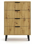 Kummut Akord Scandi 4S Slim, pruun v./must v., 102.5 cm x 39 cm x 70 cm