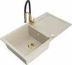 K&ouml;&ouml;givalamu koos kraaniga Mexen Leo, graniit, 90 cm x 50 cm x 19 cm, kuldne/must/pruunikas