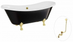 Vann, teisaldatav Besco Amelia B&W, 190 cm x 77 cm x 69 cm, ovaalne, kuldne/valge