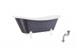 Vann, teisaldatav Besco Amelia Glam, 190 cm x 77 cm x 69 cm, ovaalne, valge/kroom