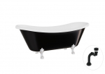 Vann, teisaldatav Besco Amelia B&W, 190 cm x 77 cm x 69 cm, ovaalne, valge/must