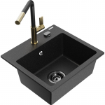 K&ouml;&ouml;givalamu koos kraaniga Mexen Milo, graniit, 43.5 cm x 41 cm x 17.1 cm, metallic black/silver+black/gold