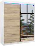 Riidekapp ADRK Caro, valge v./sonoma tamm v., 58 cm x 180 cm x 215 cm, peegliga