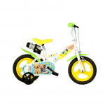 Lisaratastega laste jalgratas, laste Dino Bikes Furry Fun 612L-PK, kollane v./roheline v., 12"