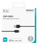 Juhe Deltaco IPLH-412, Lightning/USB Type A, 200 cm, must v.