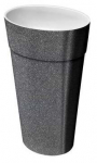 Vannitoa kraanikauss Besco Uniqa Glam, mineraalvalu mineral durabe, 46 cm x 32 cm x 84 cm, kroom/grafiit