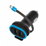 Auto laadija Forever CC-02, USB Type-C/2 x USB, 20 cm, sinine v./must v.
