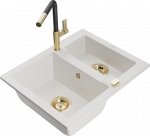 K&ouml;&ouml;givalamu koos kraaniga Mexen Carlos Flora, graniit, 58.2 cm x 47.5 cm x 17.7 cm, kuldne/valge