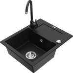 K&ouml;&ouml;givalamu koos kraaniga Mexen Enzo, vaik/graniit, 57.6 cm x 46.5 cm x 17.4 cm, must