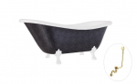 Vann, teisaldatav Besco Otylia Glam, 160 cm x 77 cm x 69.5 cm, ovaalne, kuldne/valge