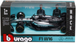 M&auml;nguasja v&otilde;idus&otilde;iduauto Bburago Mercedes-AMG Petronas W16E (2025) 18-38237, 1:43, h&otilde;be v./must v./helesinine v.