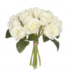 Kunstlilledest kimp, roos Domoletti Roses, valge v./roheline v., 25 cm
