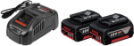 Aku ja laadija komplekt Bosch GBA 18V 2x5.0Ah + charger GAL 1880 CV, 3 tk