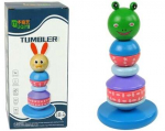 Arendav m&auml;ng Lean Toys Wooden Educational Pyramid Frog Green Balancing Tower, 21 cm, mitmev&auml;rviline