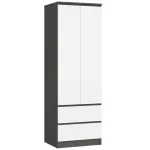 Riidekapp Akord S60, valge v./grafiit v., 51 cm x 60 cm x 180 cm