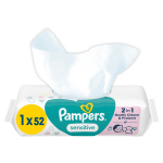Puhastuslapid beebidele, naha puhastamiseks, lastele Pampers Sensitive, 52 tk
