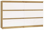Kummut Malwa M6, valge v./artisan oak, 72 cm x 30 cm x 120 cm