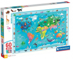 Pusle Clementoni Wildlife Map, 42 cm x 62 cm, 60 tk, mitmev&auml;rviline