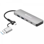 USB jaotur Sandberg USB-C/A to 2xUSB-A+2xUSB-C Hub