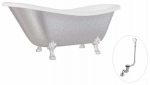 Vann, teisaldatav Besco Otylia Glam, 160 cm x 77 cm x 69.5 cm, ovaalne, h&otilde;be/kroom