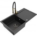 K&ouml;&ouml;givalamu koos kraaniga Mexen Leo, graniit, 90 cm x 50 cm x 19 cm, metallic black/silver+black/gold