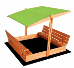 Katusega liivakast 4IQ Hatis 4778505905774, 140 x 140 cm, kaanega, pruun v./roheline v.