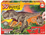 3D-pusle Educa T-Rex 19182, 6.1 cm x 14 cm, 82 tk, pruun