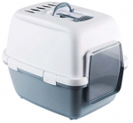 Suletud kassitualett Stefanplast Cathy Comfort, sinine v./valge v., suletud, 58 cm x 45 cm x 48 cm