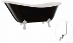 Vann, teisaldatav Besco Otylia B&W, 170 cm x 77 cm x 68.5 cm, ovaalne, valge/must