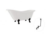 Vann, teisaldatav Besco Otylia, 160 cm x 77 cm x 69.5 cm, ovaalne, valge/must